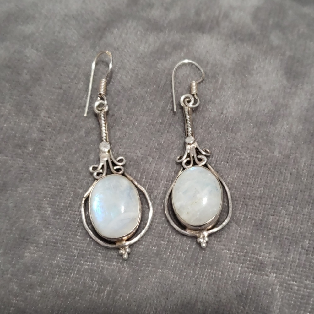 Sterling silver moonstone earrings stamped 925